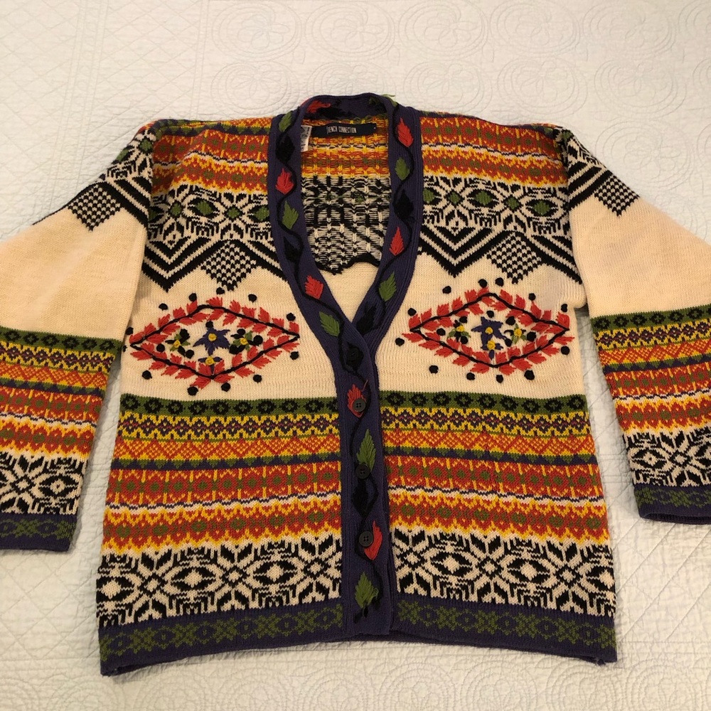 Vintage French Connection wool cardigan sweater. Size medium.
